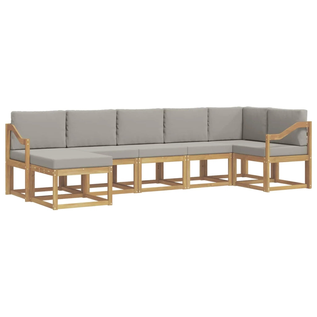 Set di divani da esterno 7 pz Bianco e Grigio Chiaro 3387960