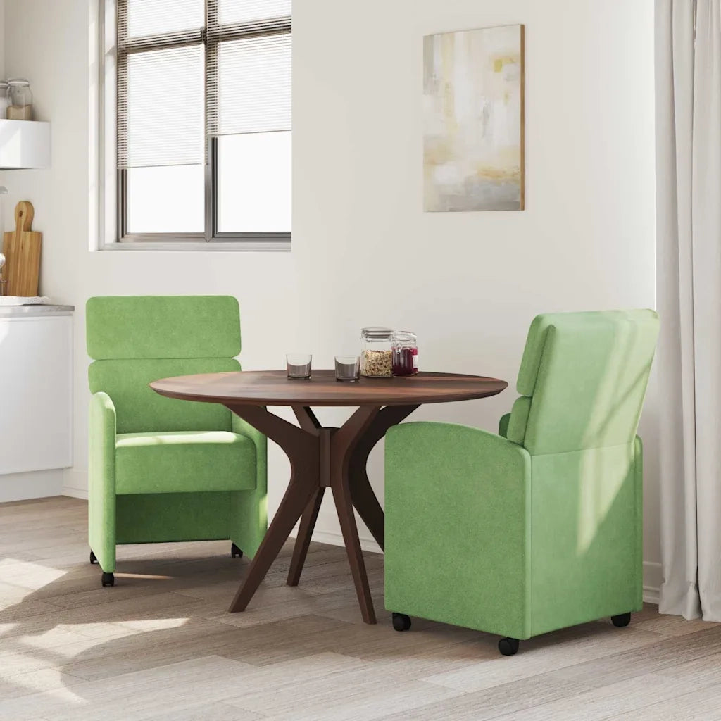 Sedie da Pranzo con Ruote 2 pcs Verde chiaro 58 x 65 x 98 cm