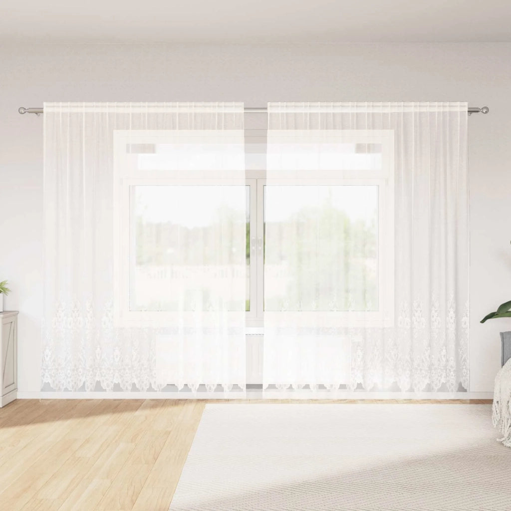 Tenda in Pizzo con tende Bianco 220 x 300 cm Poliestere 4107781