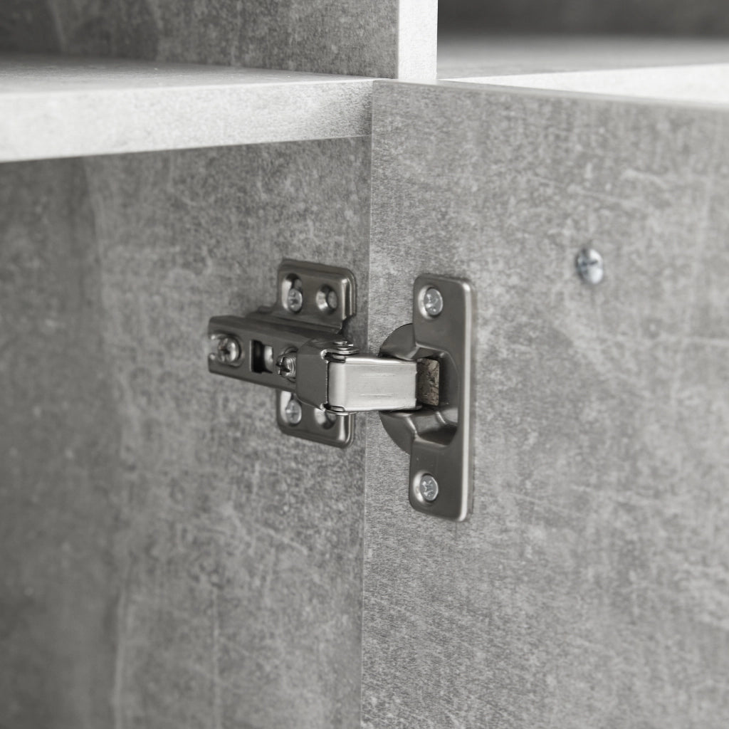 Madia da soggiorno con 3 vani ante in vetro temperato illuminazione LED MDF grigio cemento 140 × 40 × 70 cm