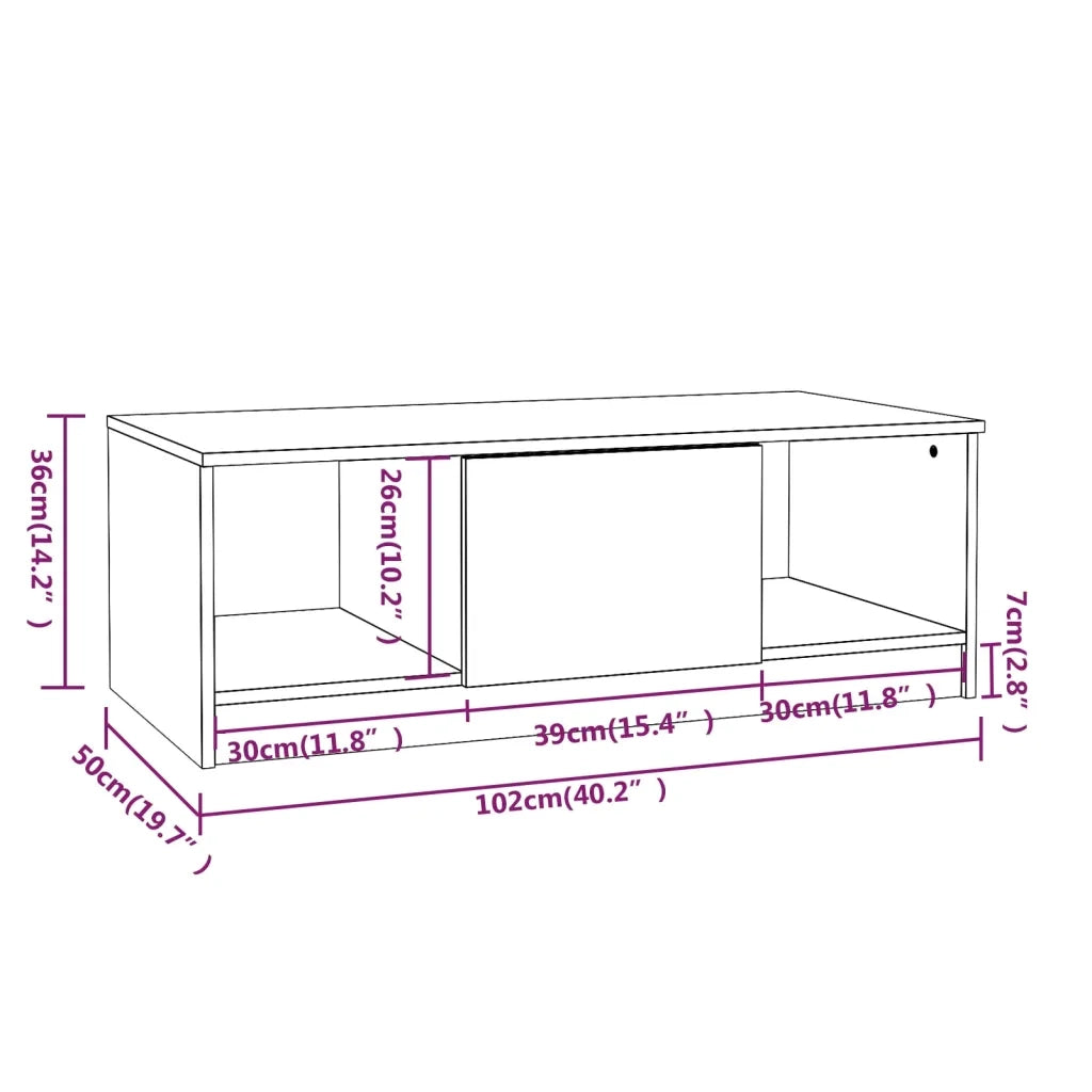 Tavolino da salotto | Tavolino da caff¨¨ | Tavolino da Soggiorno Bianco 102x50x36 cm in Legno Multistrato