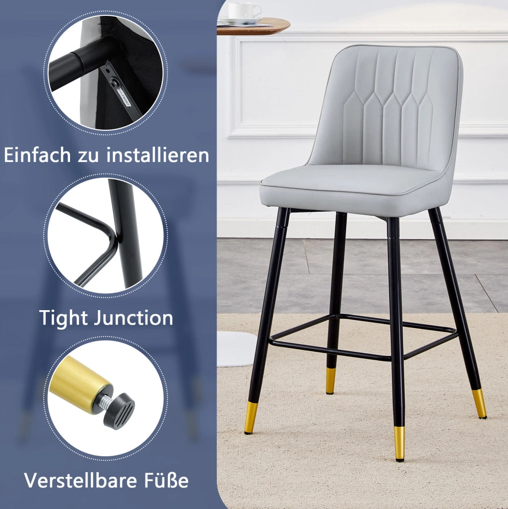 SGABELLO Set da 2 pezzi 100 cm in PU grigio chiaro e metallo nero