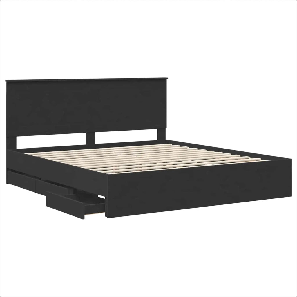 Letto matrimoniale | Letto per adulti | Struttura del letto Nero 200 x 200 cm Legno Ingegnerizzato