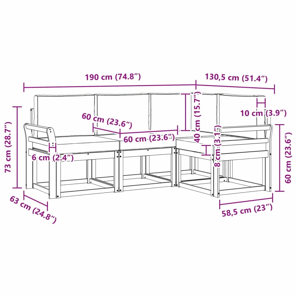 Set di divani da esterno 4 pz Bianco e Antracite 3387561