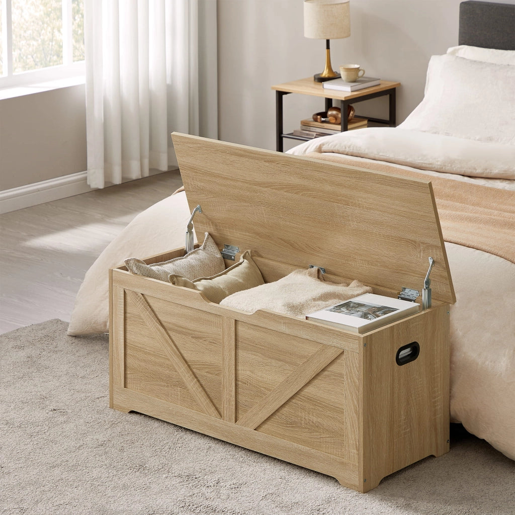 Cassettiera Valora - Rovere Sonoma con maniglie e coperchio incernierato