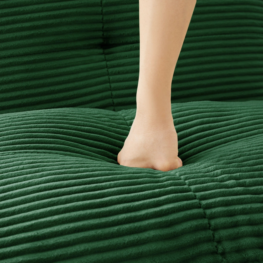 Divano Angolare Modulare 2 Posti ¨C MINIMAL ¨C Verde, Velluto a Coste