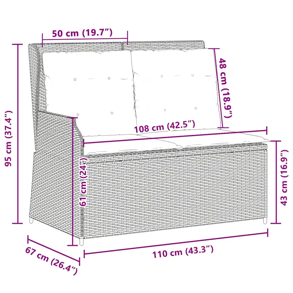 Panchina da giardino Nero polyrattan 3394457