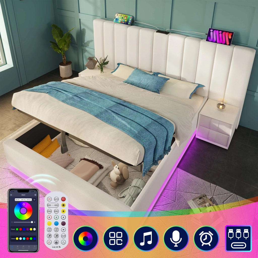 Letto contenitore 160x200 bianco in PU