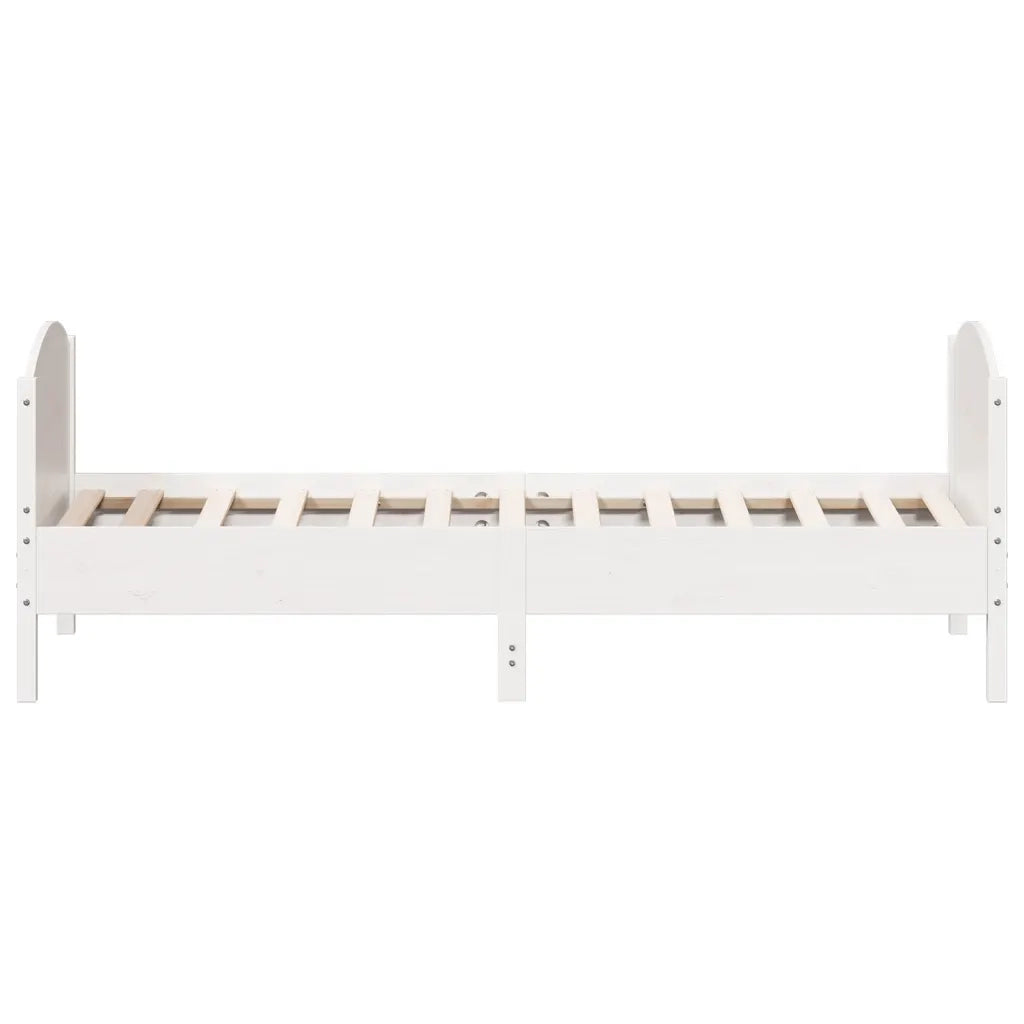 Letto senza Materasso-Struttura Letto Bianco 75x190 in Legno Massello di Pino 330866