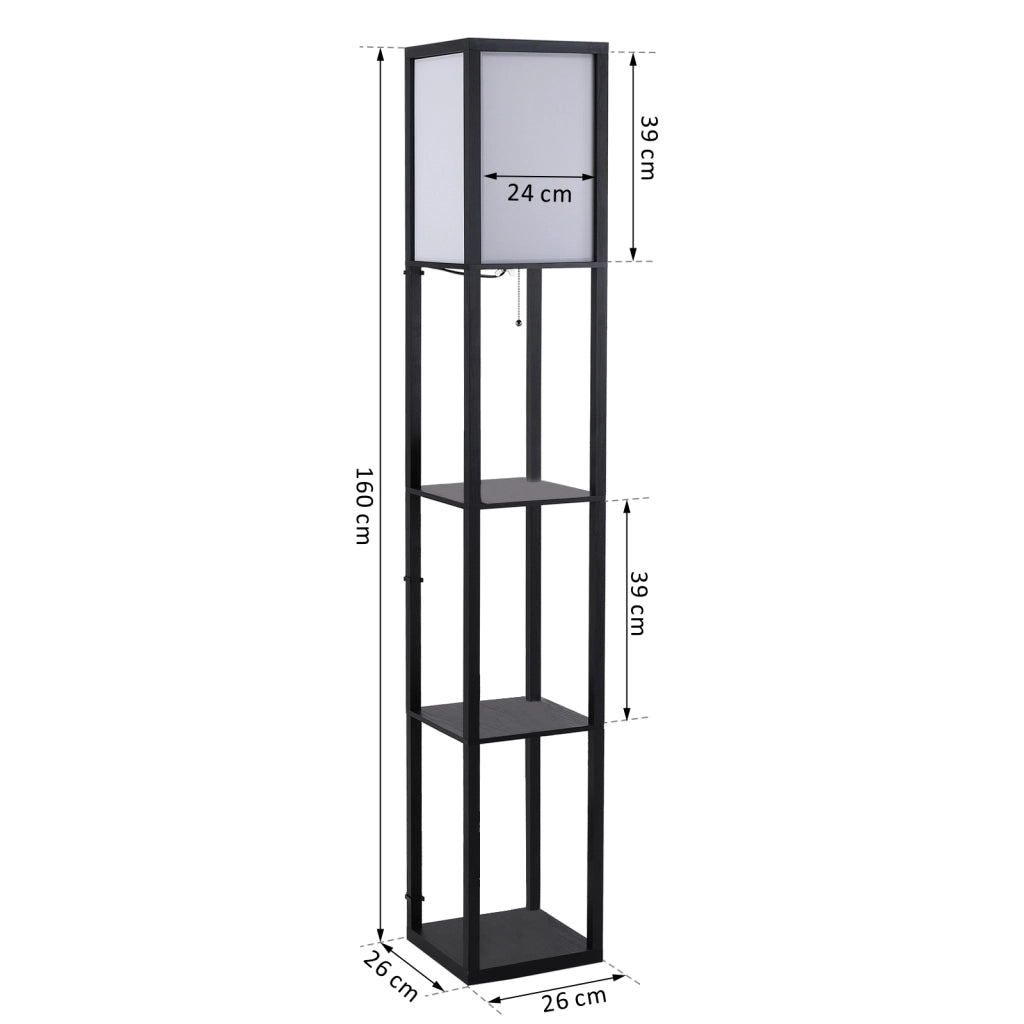 Lampada da Terra con Ripiani ¨C Xylo ¨C Legno Nero E27