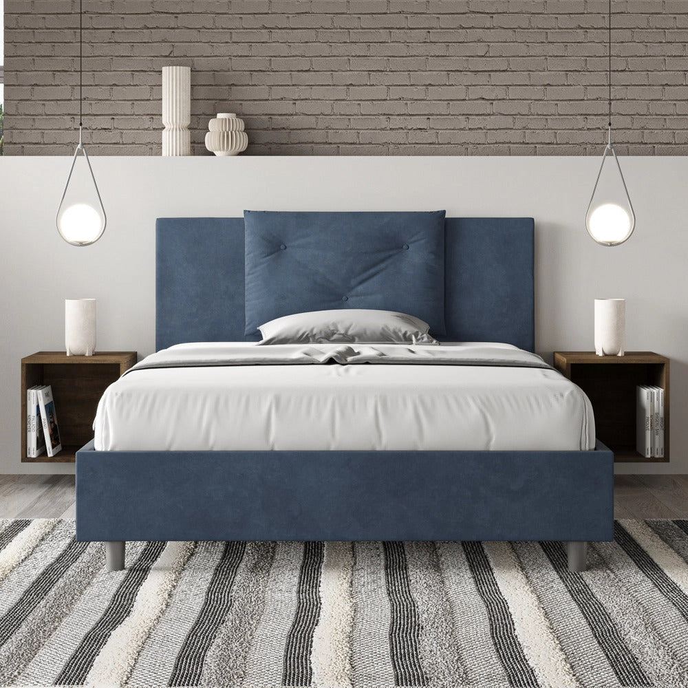 Letto Matrimoniale 160x210 cm con Rete e Contenitore Appia Blu