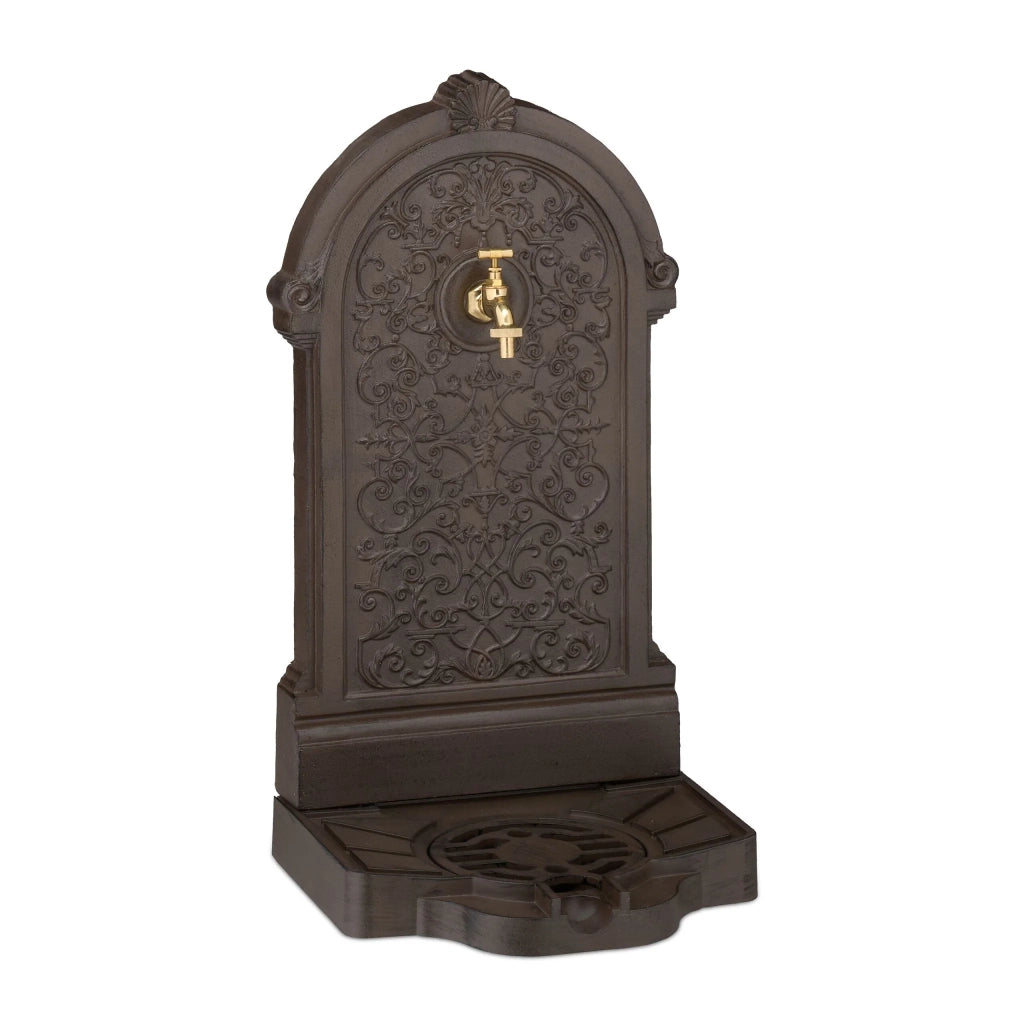 Fontana da esterno decorativa stile antico giardino 60 x 40 x 30 cm con pratico rubinetto in alluminio fuso 13_0015662