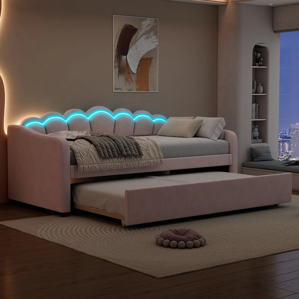 Tagesbett con letto estraibile velluto 90x200 cm
