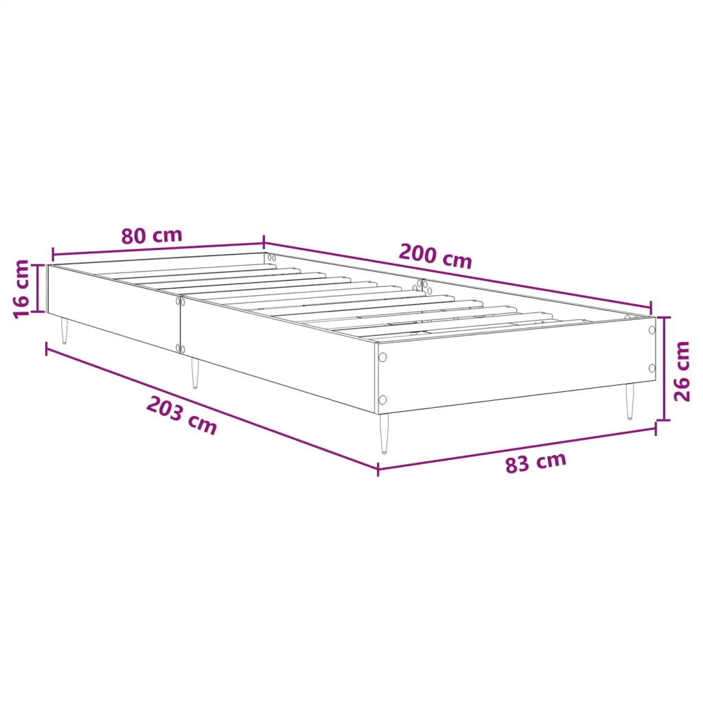 Struttura del letto Sonoma grigio 80 x 200 cm 8009052