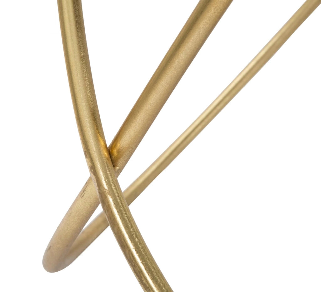 Tavolinetto Ring Ø60x45 cm in Ferro MDF e Specchio Nero e Oro