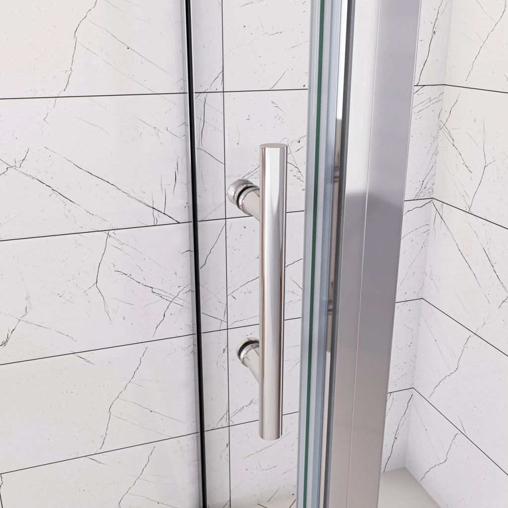 185cm Box Doccia Angolare Porta Girevole Battente con Parete Fissa 90x80cm in Vetro Temperato Trasparente 5 mm Profilo Cromo Lucido