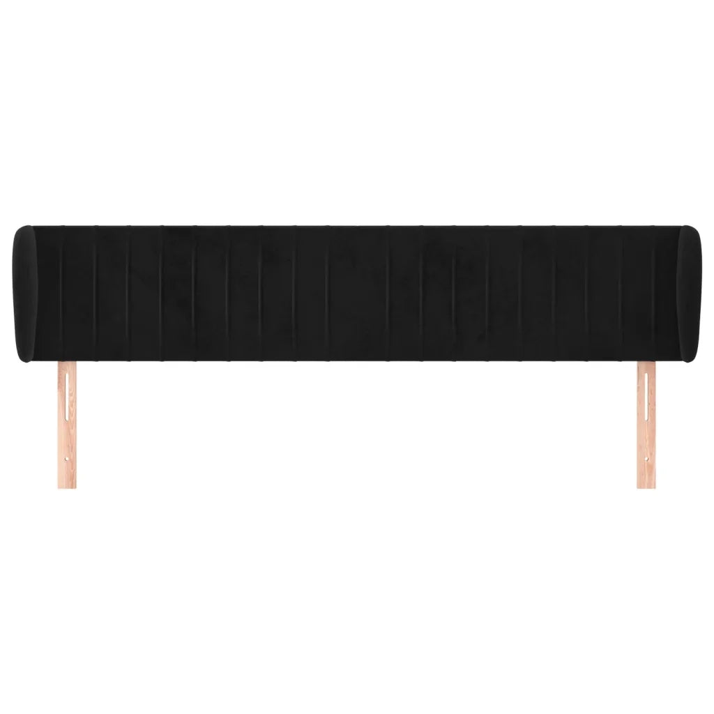 Testiera ad Orecchio Nera 183x23x78/88 cm in Velluto 3117444