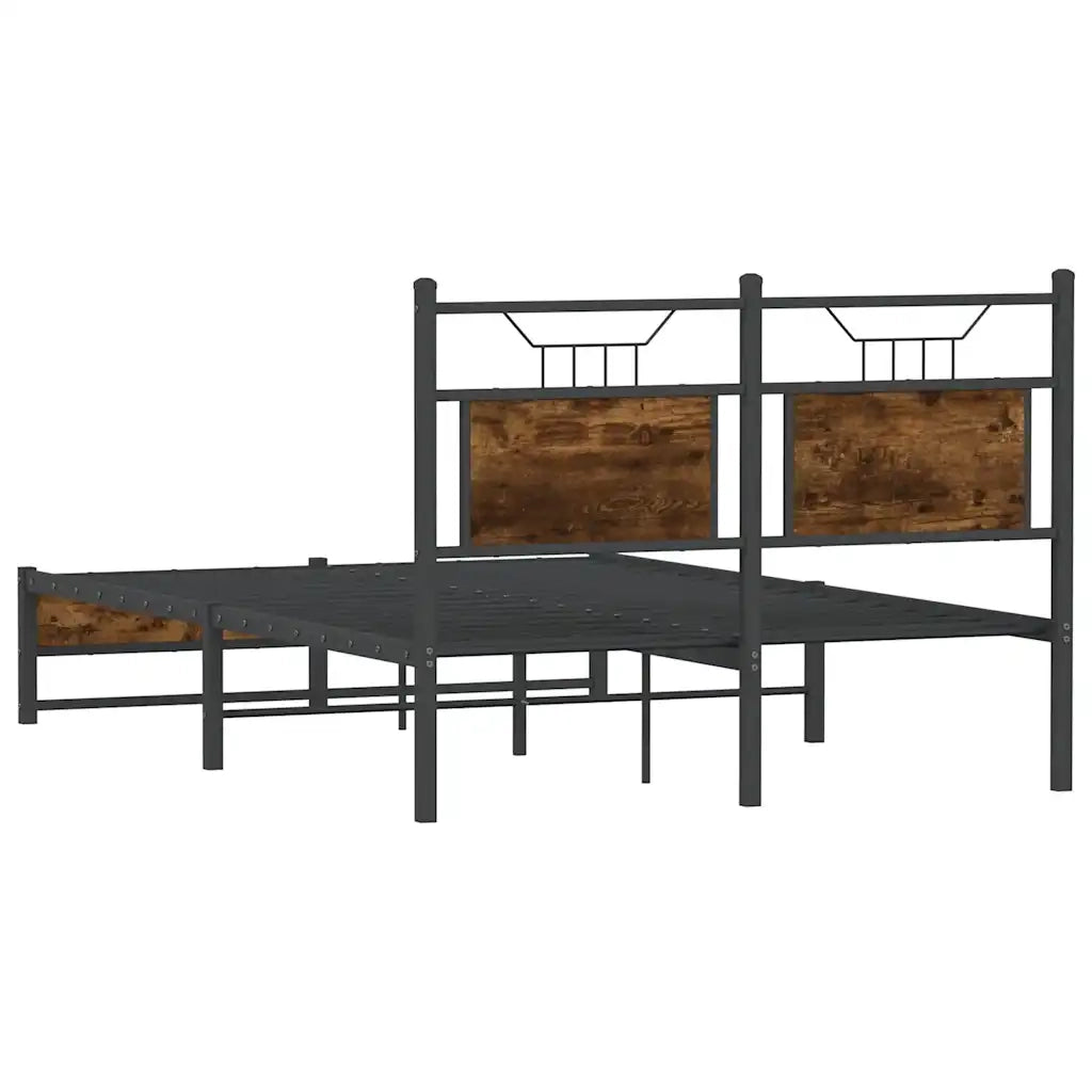 Letto matrimoniale | Letto per adulti | Giroletto senza Materasso Rovere Fumo 120x190 cm in Truciolato