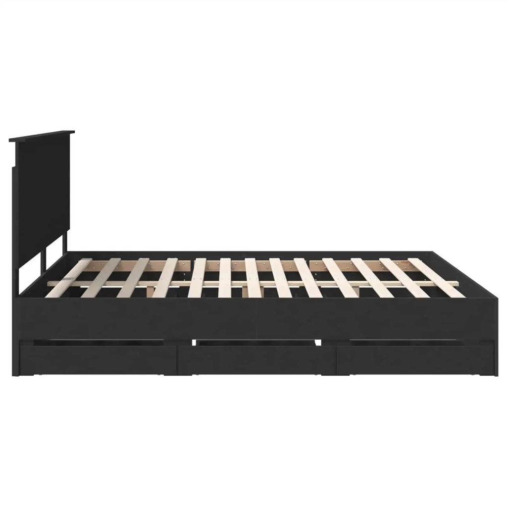 Letto matrimoniale | Letto per adulti | Struttura del letto Nero 200 x 200 cm Legno Ingegnerizzato
