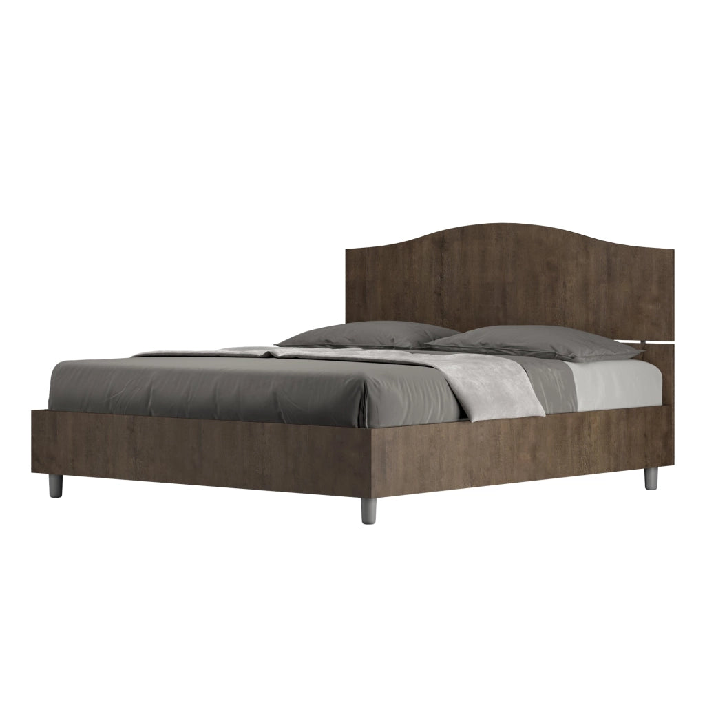 Letto Matrimoniale 160x190 cm con Rete e Contenitore Dores Noce