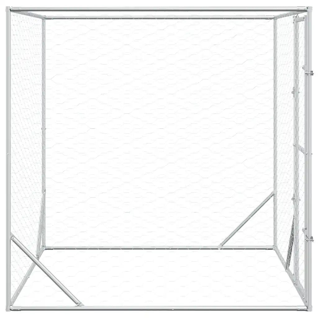 Cuccia per Cani da Esterno Argento 2x2x2 m Acciaio Zincato 153674