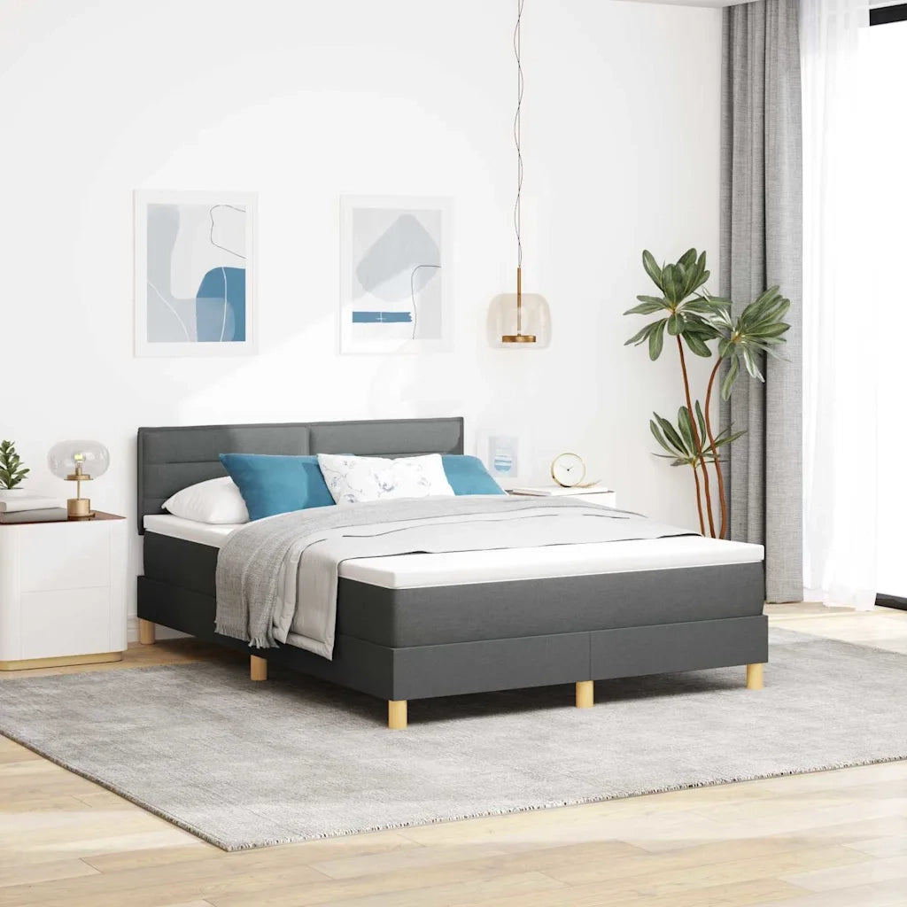 Letto a Sorgente LED con led Grigio scuro 160 x 200 cm Tessuto