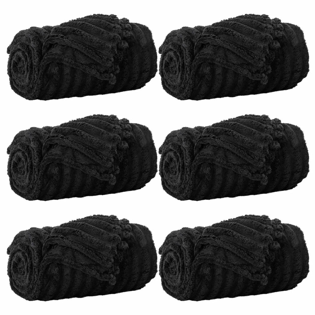 Coperte da Pile 6 pcs Nero 240 x 220 cm Panno