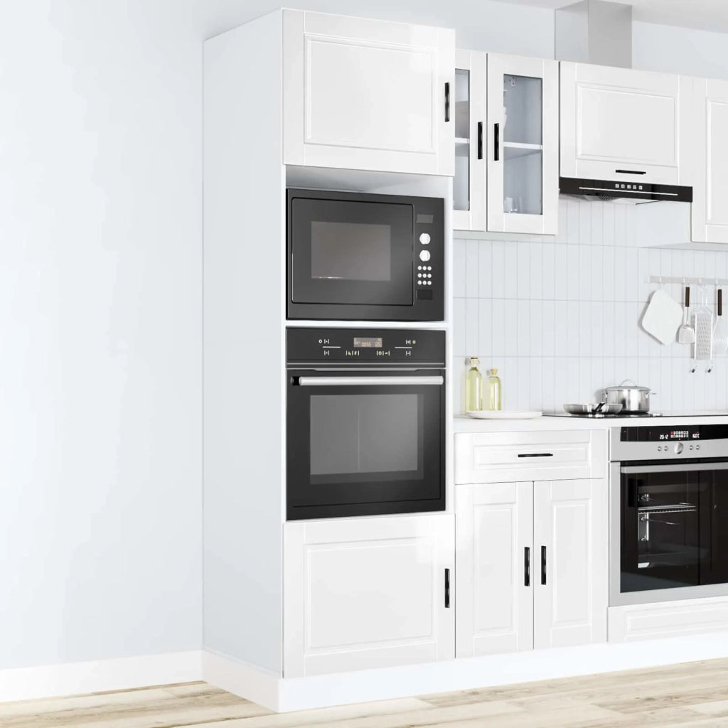 Armadi Forno 2 pz Porto Bianchi Lucido in Legno Multistrato 3315053