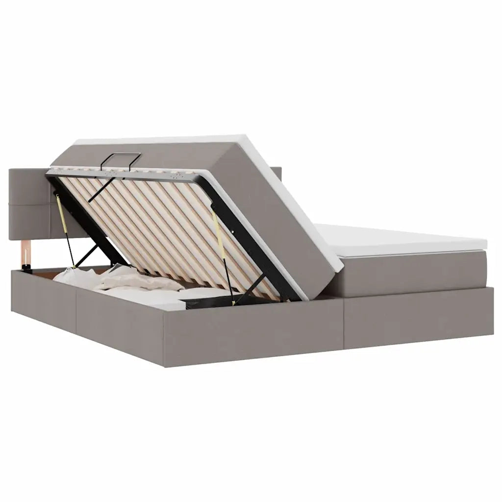 Letto con contenitore LED e materasso Tortora 200 x 200 cm 3371570