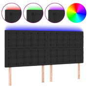 Testiera | Testata a LED Nera 200x5x118/128cm in Similpelle