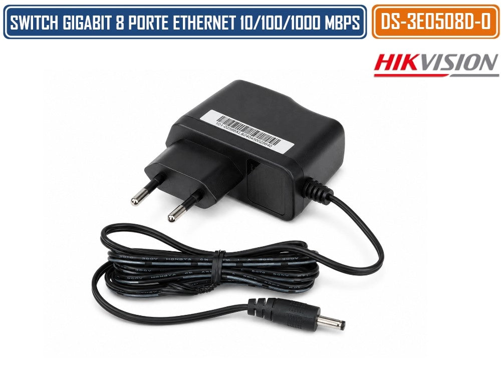 HIKVISION DS-3E0508D-O SWITCH DI RETE GIGABIT 8 PORTE RJ45 10/100/1000 MBPS PLUG & PLAY DA TAVOLO E PARETE