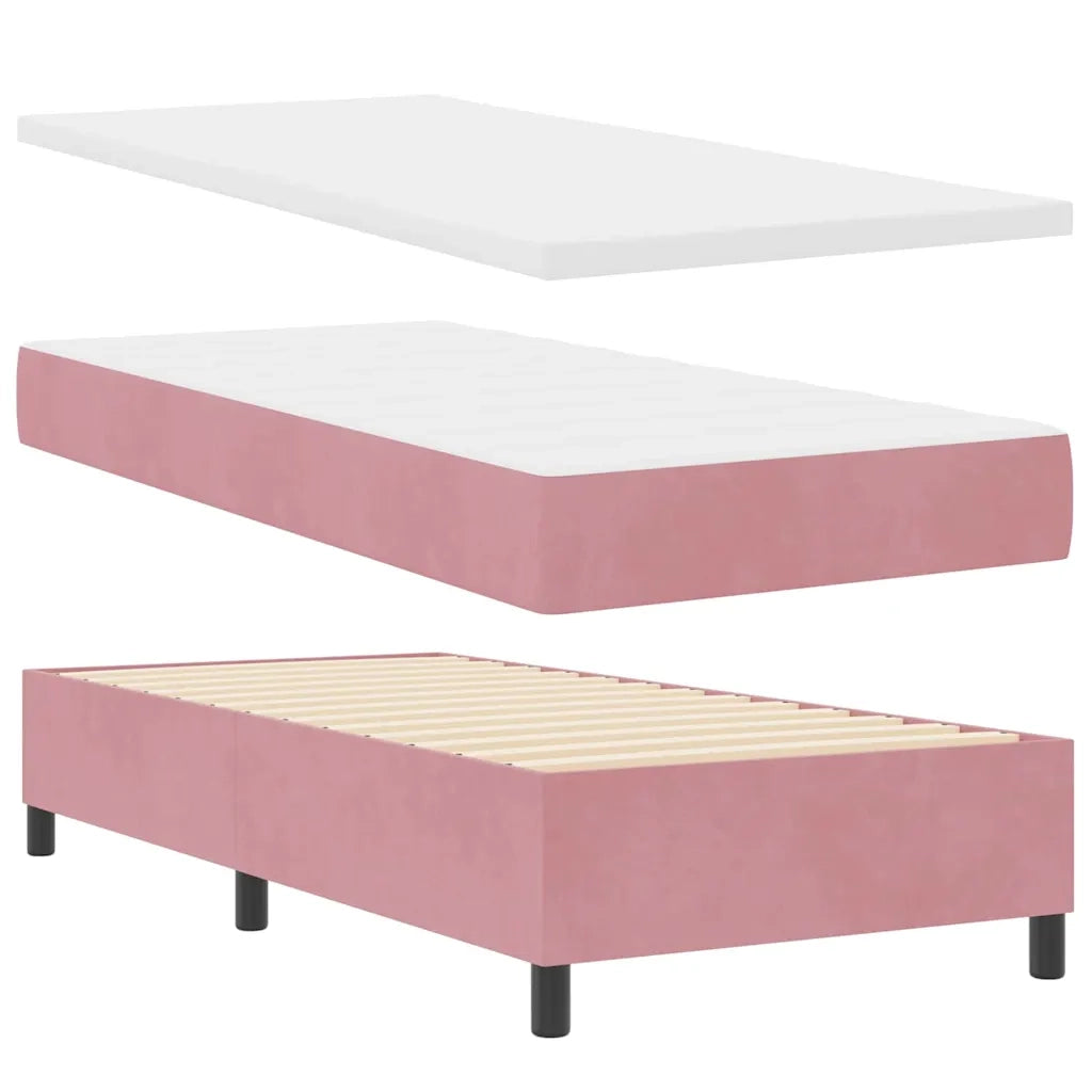 Letto a molle con materasso con led Rosa 100 x 200 cm Velluto