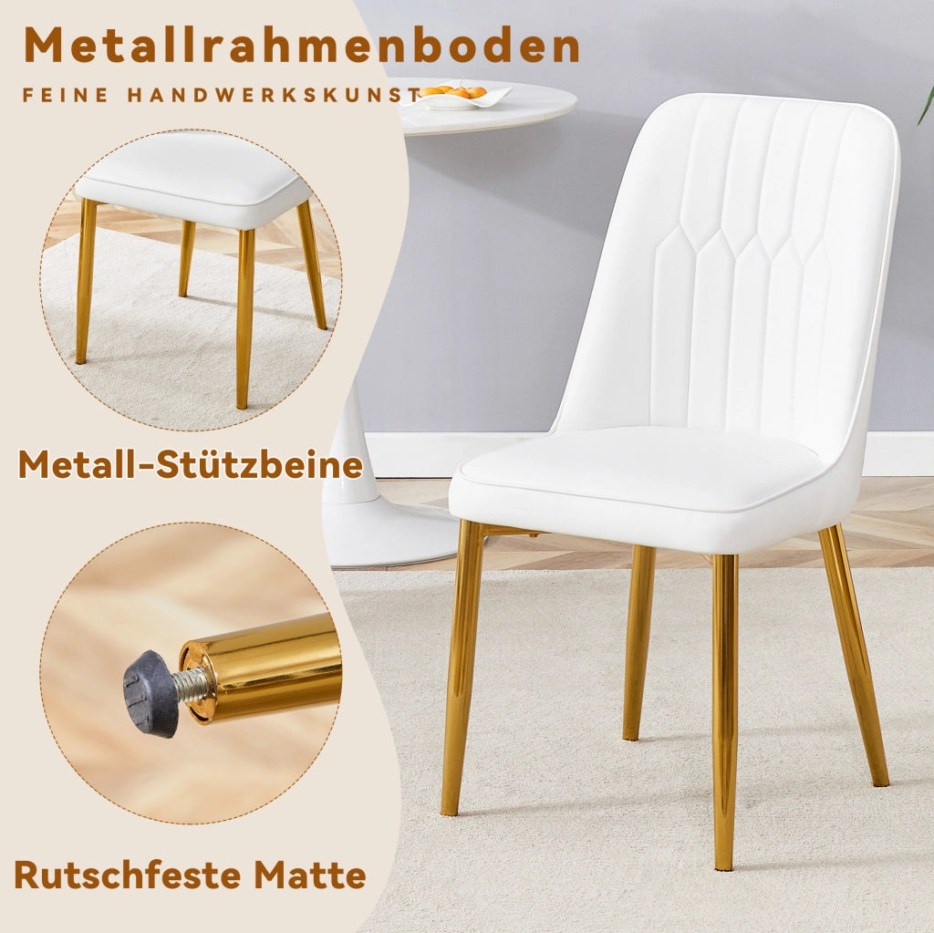 SEDIA da pranzo ergonomica 89 cm PU bianco oro