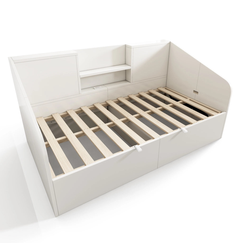Letto singolo bianco 90x190 cm con contenitore