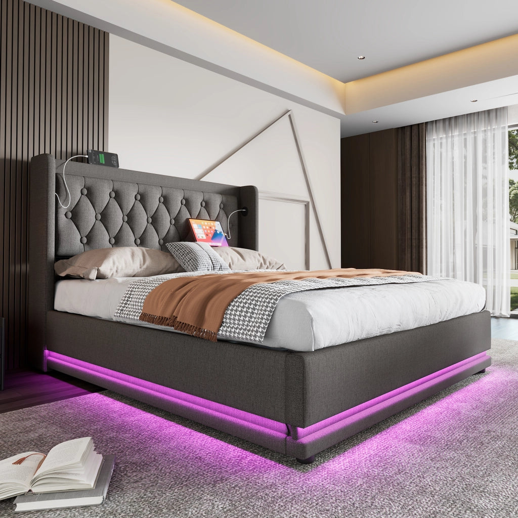 Letto matrimoniale contenitore grigio 140x200 cm