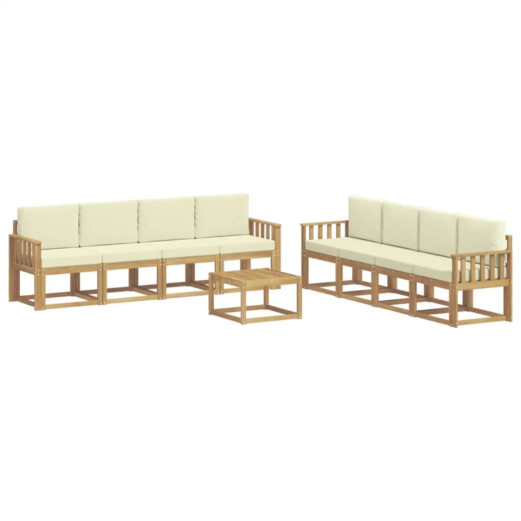 Set di divani da esterno 9 pz Bianco e Crema 3387414