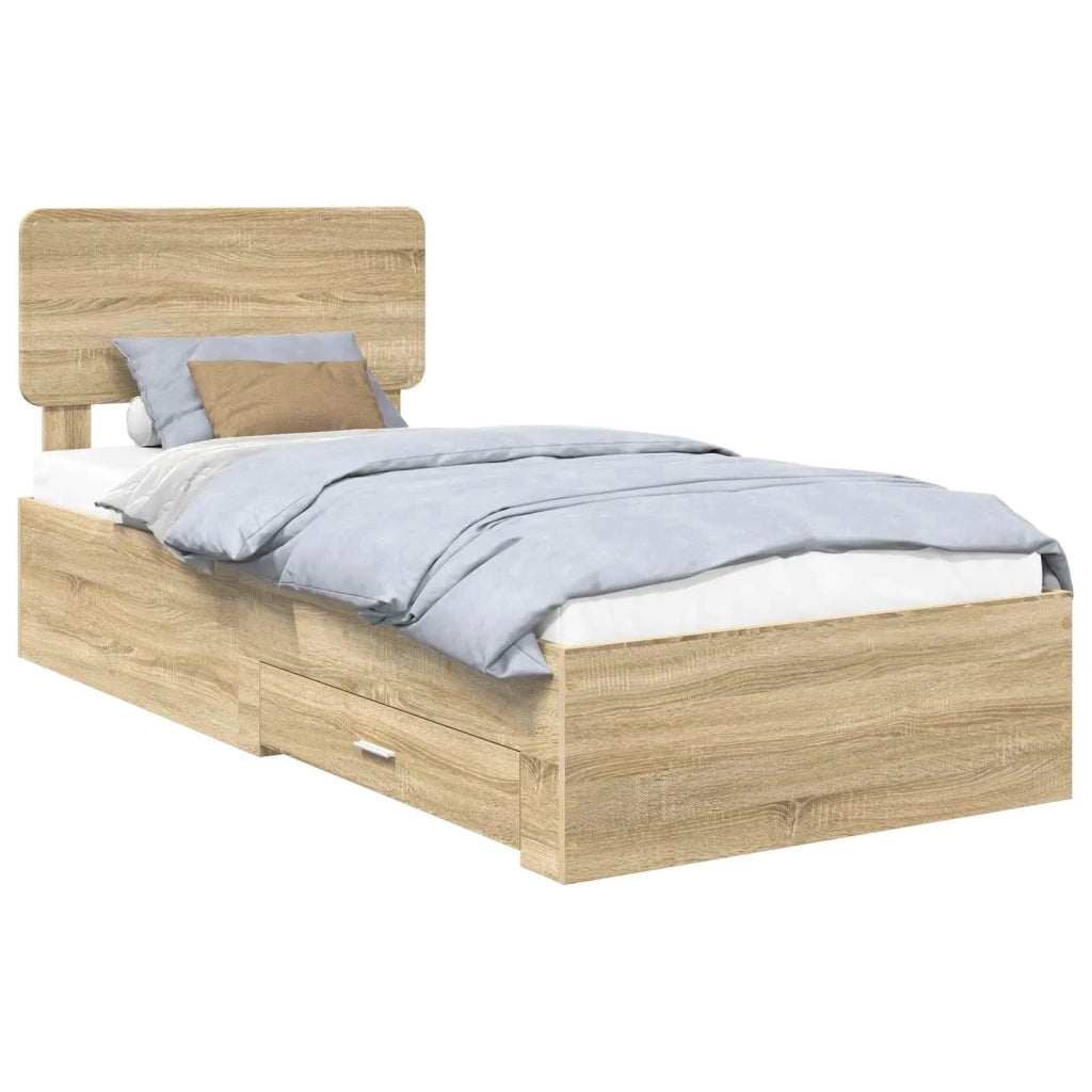 Letto singolo | Letto per adulti | Struttura del letto Rovere Sonoma 75 x 190 cm Legno multistrato