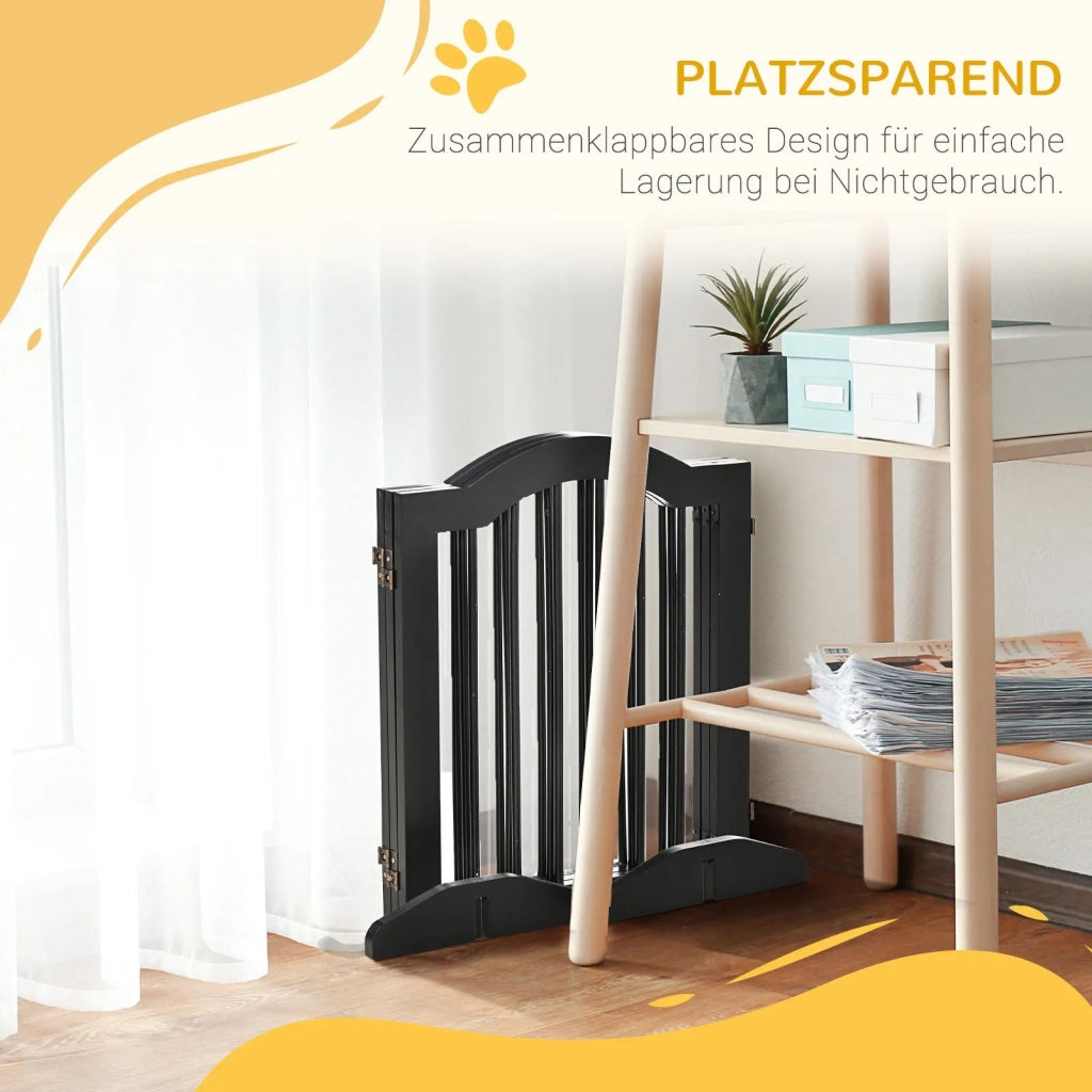 Cancello di sicurezza per cani 3 pezzi, pieghevole e stabile con 2 piedi di supporto, 154,5x29,5x61 cm