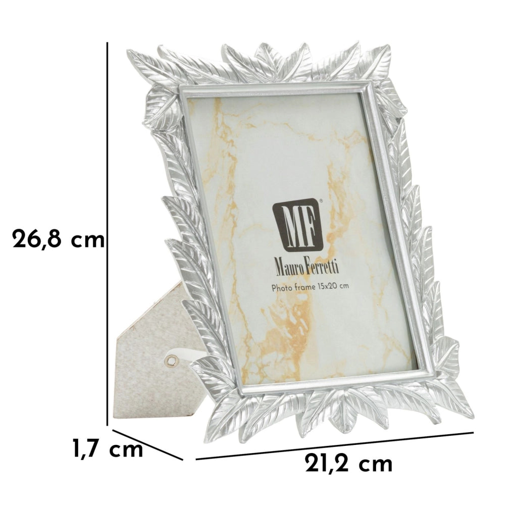 Cornice Leavy Silver 21,2x1,7x26,8 cm in Resina e Vetro Argento