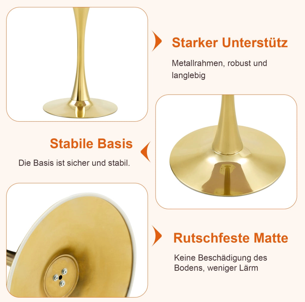 TAVOLO Rotondo 60 cm MDF e Metallo Oro/Legno
