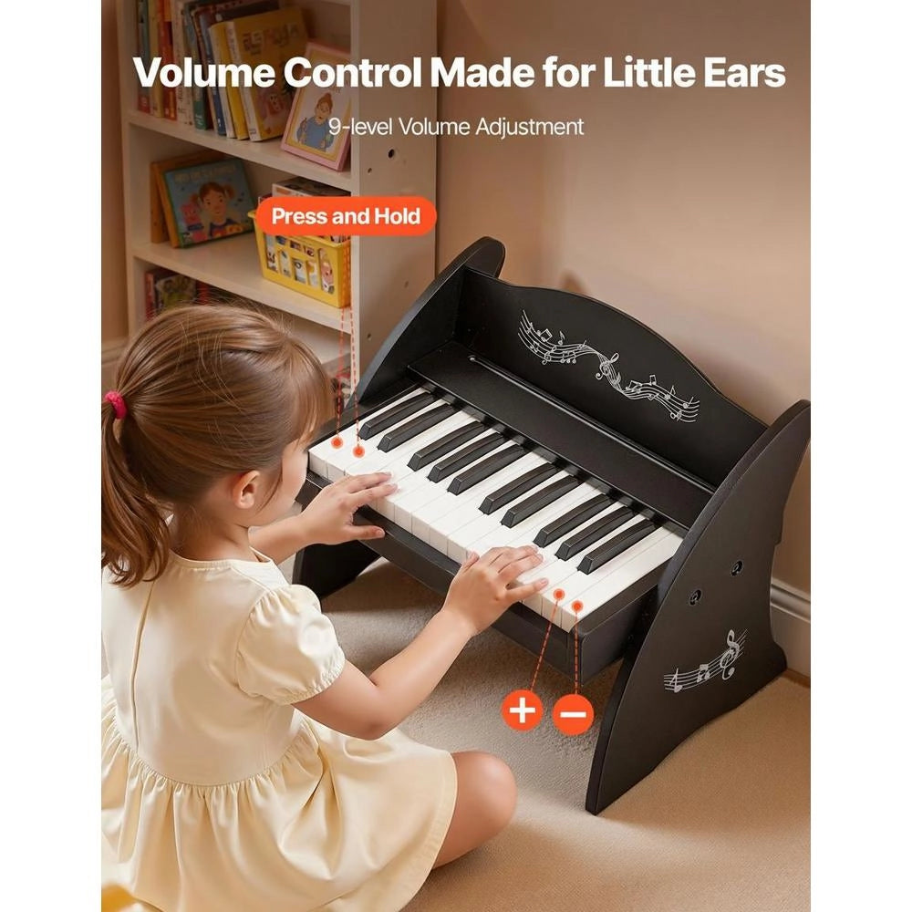 Tastiera Pianoforte Bambini 25 Tasti Strumento Musicale Educativo Suono Realistico Doppia Alimentazione Nero