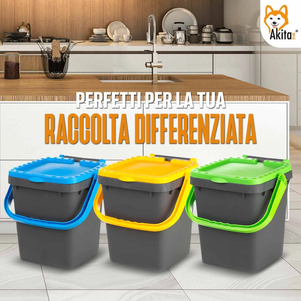 Akitaink Set 3 Pattumiere 20L Colorate