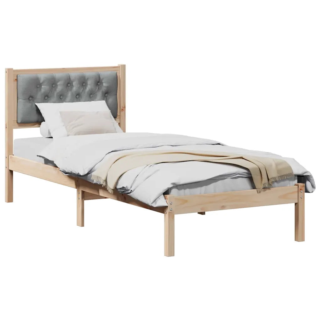 Letto singolo | Letto per adulti | Struttura del letto Grigio chiaro 75 x 190 cm Pino massello