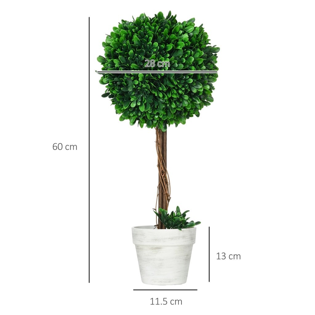 Set 2 Piante Finte Alberi di Bosso per Interni ed Esterni con Vaso ¨C Minimal ¨C ?28x60cm