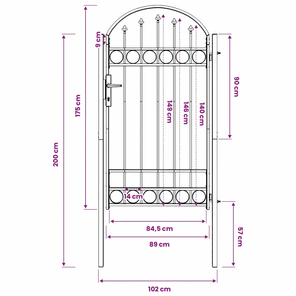 Cancello per recinzione con blocco Assen Grigio 100 x 175 cm 42008928