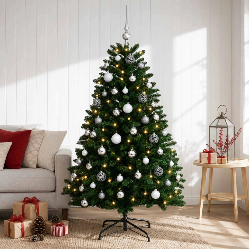 Albero di Natale artificiale verde medio con palline 150 cm 3466206