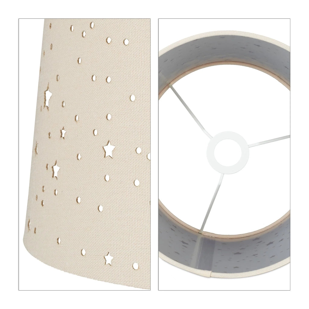 Lampada da tavolo rotonda per cameretta bambini 40 x 25,5 cm atmosfera stellata stile scandinavo in tessuto beige 13_0006491
