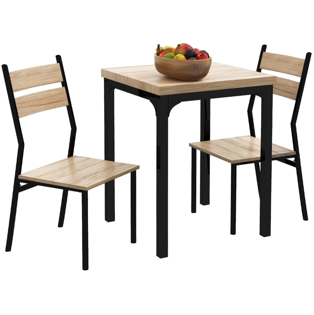 Set tavolo e sedie in stile rustico naturale e nero