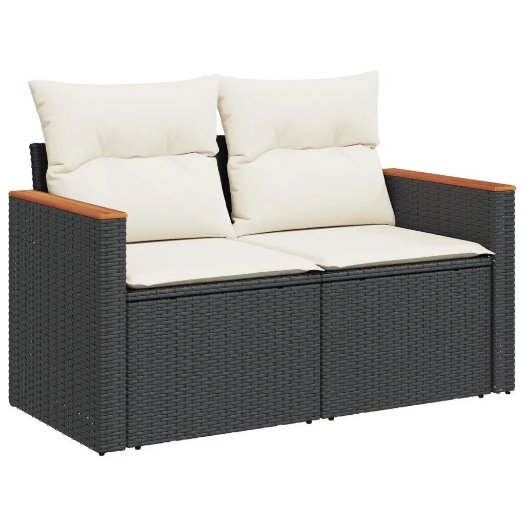 Set Divani da Giardino con Cuscini 7pz Nero Polyrattan 3226266