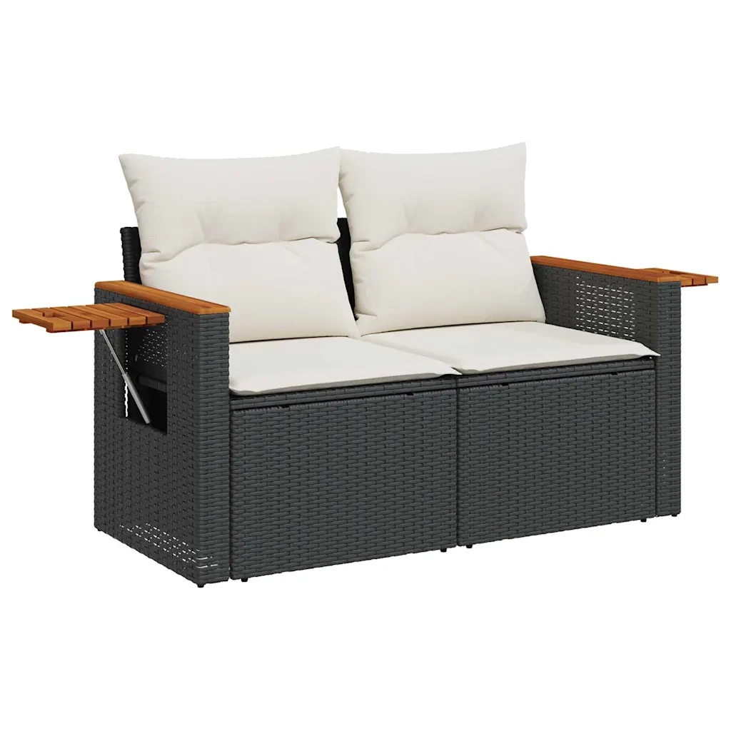 Set Divani da Giardino 10pz con Cuscini in Polyrattan Nero 3227176